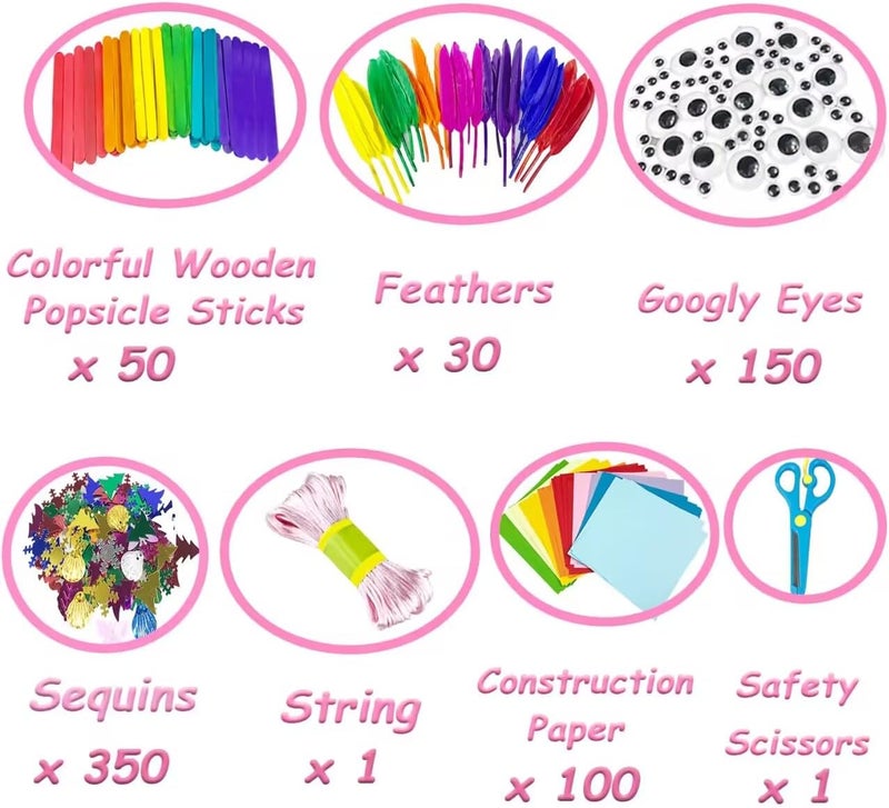 VLUSSO 3000Pcs Arts and Crafts Supplies for Kids Crafts for Girls 8-12 Craft Kit with Pipe Cleaners Beads Crafts for Kids DIY School Supplies Set Crafting Box for Girls Boys Age 4-6, 6-8, 8-12 years Gifts - Image 3